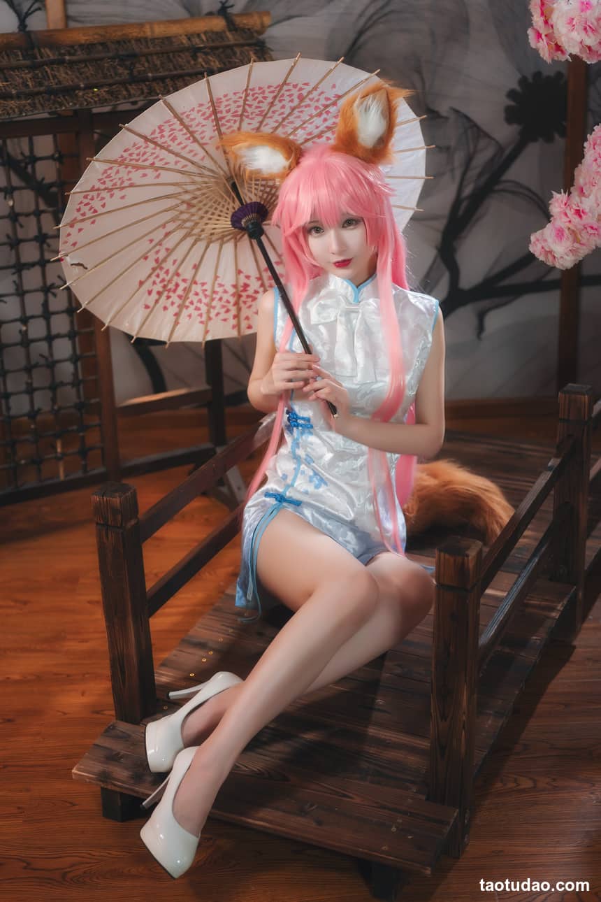 图片[3]-铁板烧鬼舞w –  NO.019 玉藻前旗袍白[20P-300.3M]-绅士图