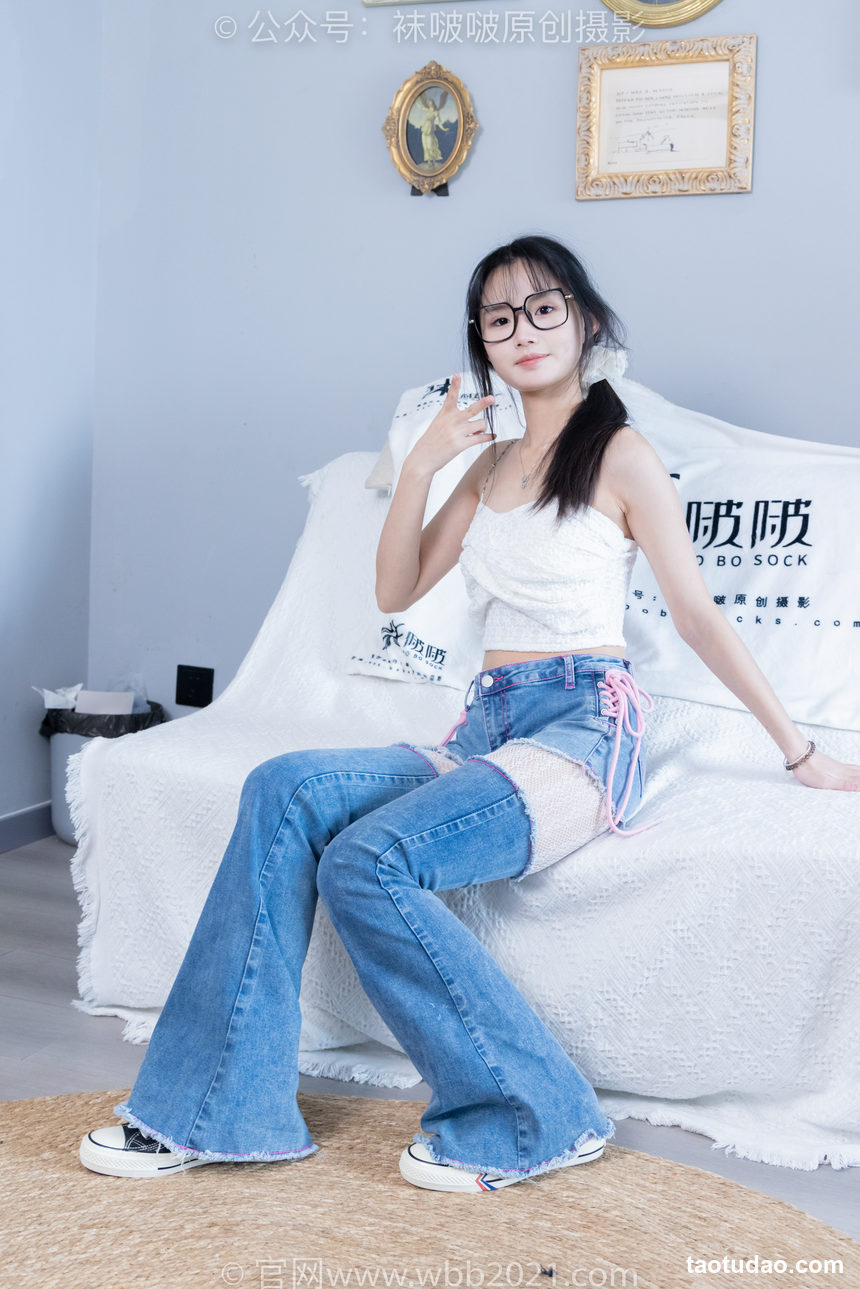 图片[4]-[BoBoSocks袜啵啵]NO.372 甜甜圈-板鞋、白色蕾丝袜、可拆卸牛仔裤、裤里丝[140P+1V／6.32GB]-绅士图