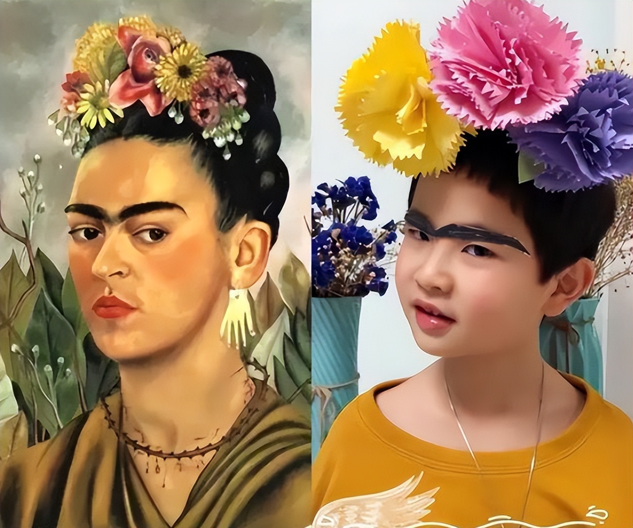 小学生COS世界名画,相似度超高,网友:让你模仿没让你超越