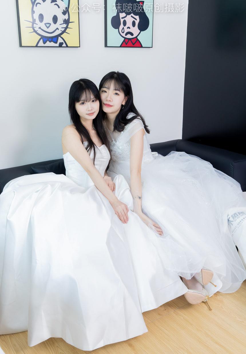 图片[3]-[BoBoSocks袜啵啵]NO.510 小甜豆&甜甜圈-两双高跟鞋、薄肉丝、薄白丝、婚纱主题、互相帮对方腿脚涂抹[172P+1V／7.02GB]-绅士图