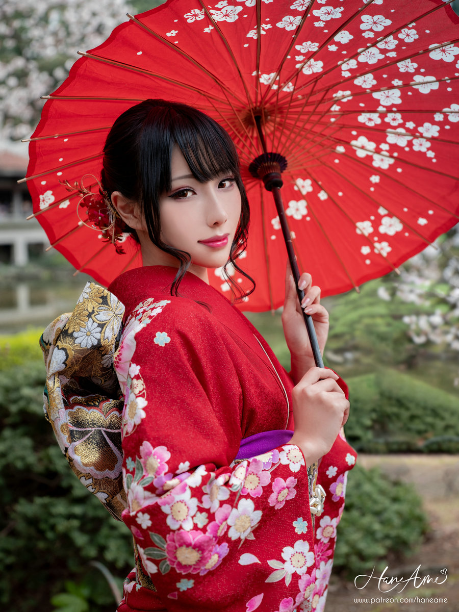 Hane Ame 雨波写真 – 赤紅和服 / 38P-736MB / cos萌妹-绅士图