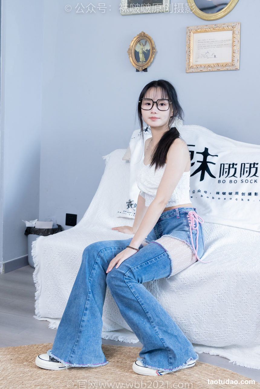 图片[3]-[BoBoSocks袜啵啵]NO.372 甜甜圈-板鞋、白色蕾丝袜、可拆卸牛仔裤、裤里丝[140P+1V／6.32GB]-绅士图