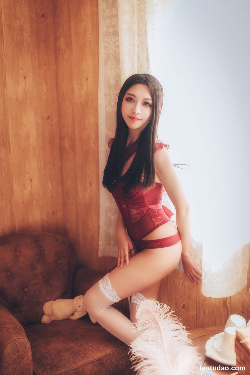图片[4]-源纱希喵喵喵 – NO.002 晨风 红色内衣[12P]-绅士图