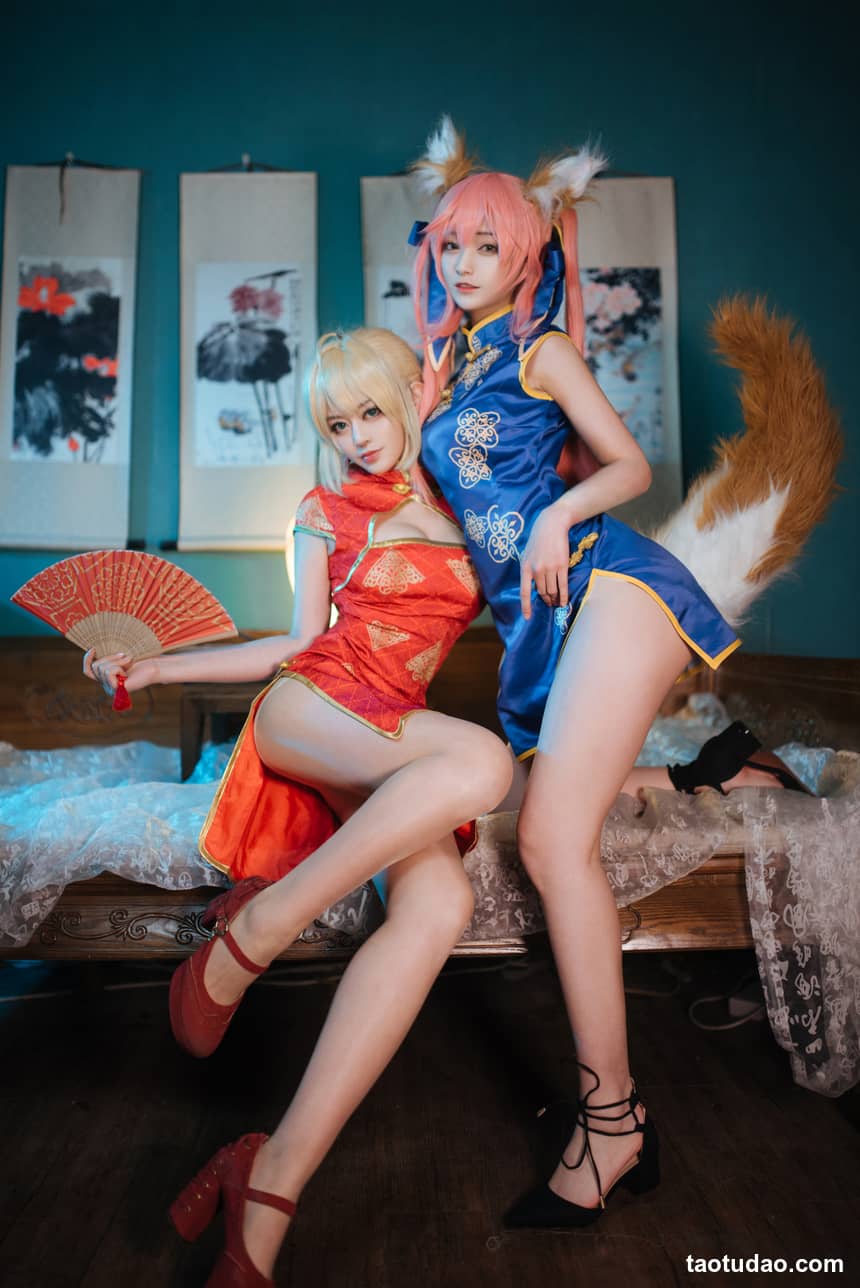 图片[2]-铁板烧鬼舞w –  NO.017 玉藻前旗袍蓝[12P-127.2M]-绅士图