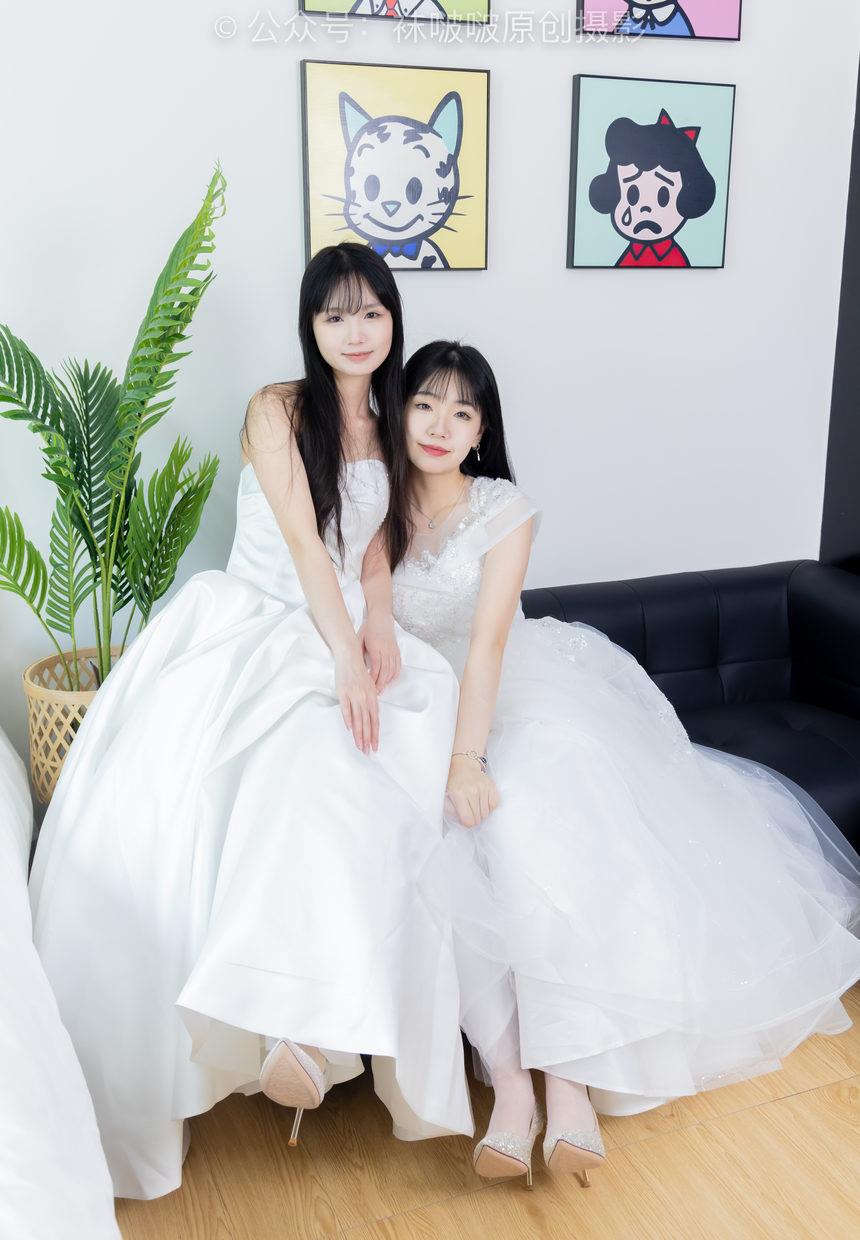 图片[4]-[BoBoSocks袜啵啵]NO.510 小甜豆&甜甜圈-两双高跟鞋、薄肉丝、薄白丝、婚纱主题、互相帮对方腿脚涂抹[172P+1V／7.02GB]-绅士图