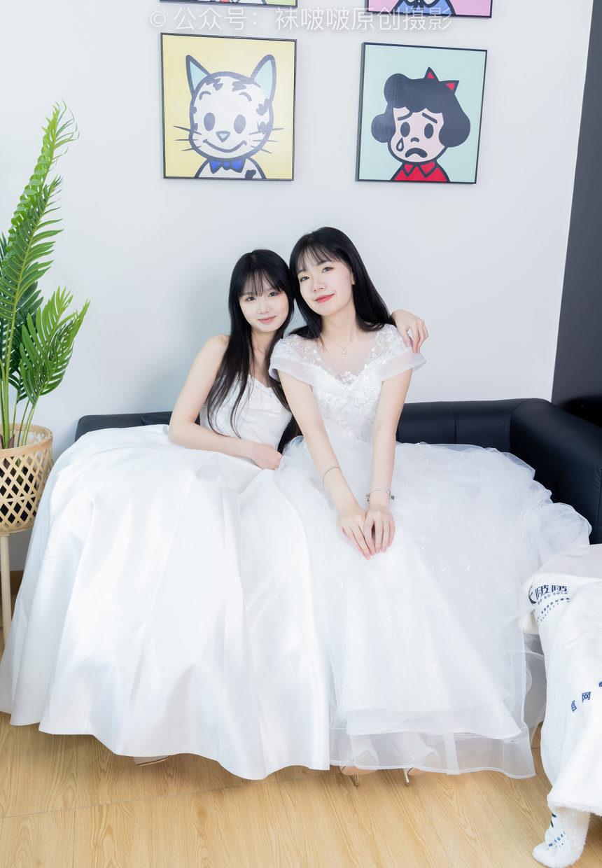 图片[2]-[BoBoSocks袜啵啵]NO.510 小甜豆&甜甜圈-两双高跟鞋、薄肉丝、薄白丝、婚纱主题、互相帮对方腿脚涂抹[172P+1V／7.02GB]-绅士图