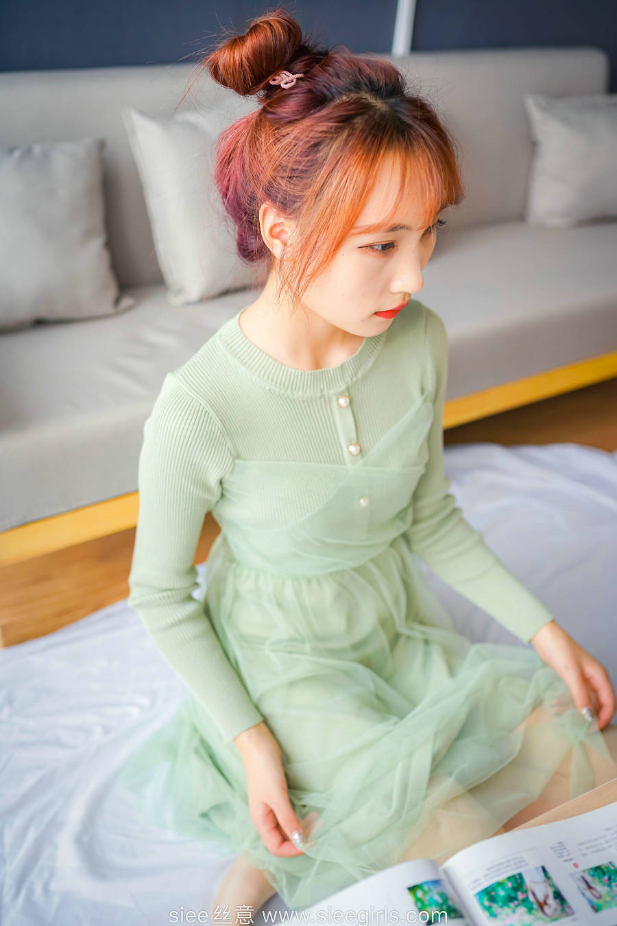 / SIEE丝意 / No.473 绿色莲衣裙 厚肉丝 / 70P-185MB / 美少女丝足-绅士图