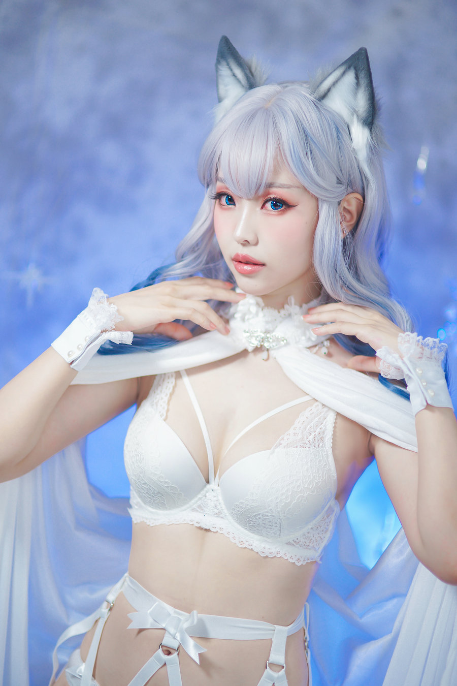 Ely_eee(ElyEE子) - 猫耳白丝带 / 48P6V-166MB / cos萌妹-绅士图