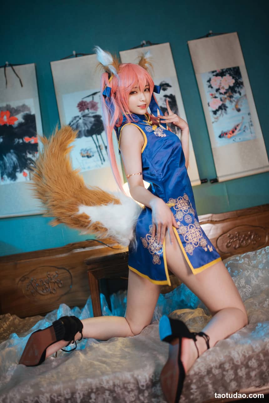 图片[3]-铁板烧鬼舞w –  NO.017 玉藻前旗袍蓝[12P-127.2M]-绅士图