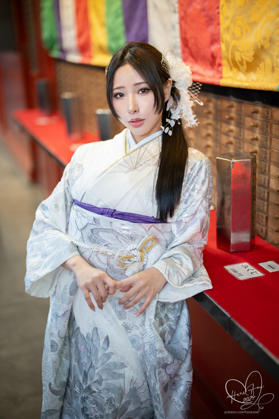 Hane Ame 雨波写真 - Original 2024 New year Silver Kimono / 30P5V-103MB / cos萌妹-绅士图