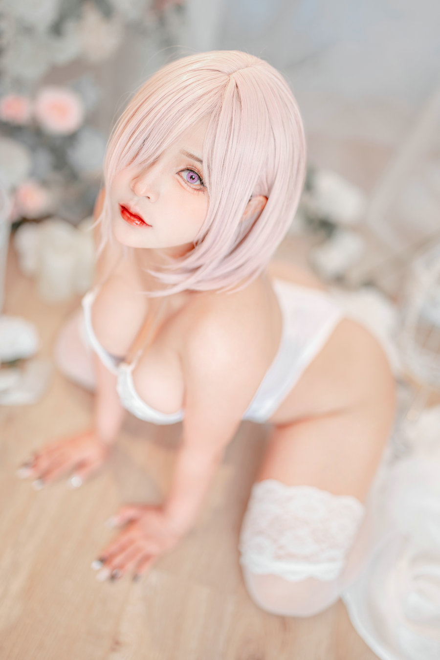 Sayo Momo - Mashu white lingerie body oil / 57P8V-651MB / cos萌妹-绅士图