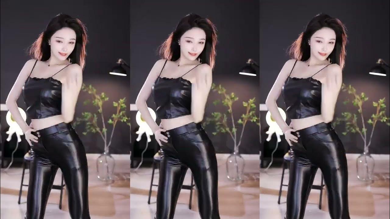虎牙 清妍（现抖音金秀妍）黑色吊带紧身皮裤开火车撅臀吐舌痛苦面具表情舞 / 饭拍视频-艺库