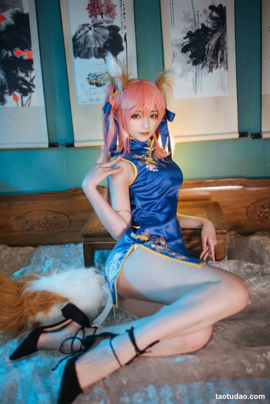 图片[4]-铁板烧鬼舞w –  NO.017 玉藻前旗袍蓝[12P-127.2M]-绅士图