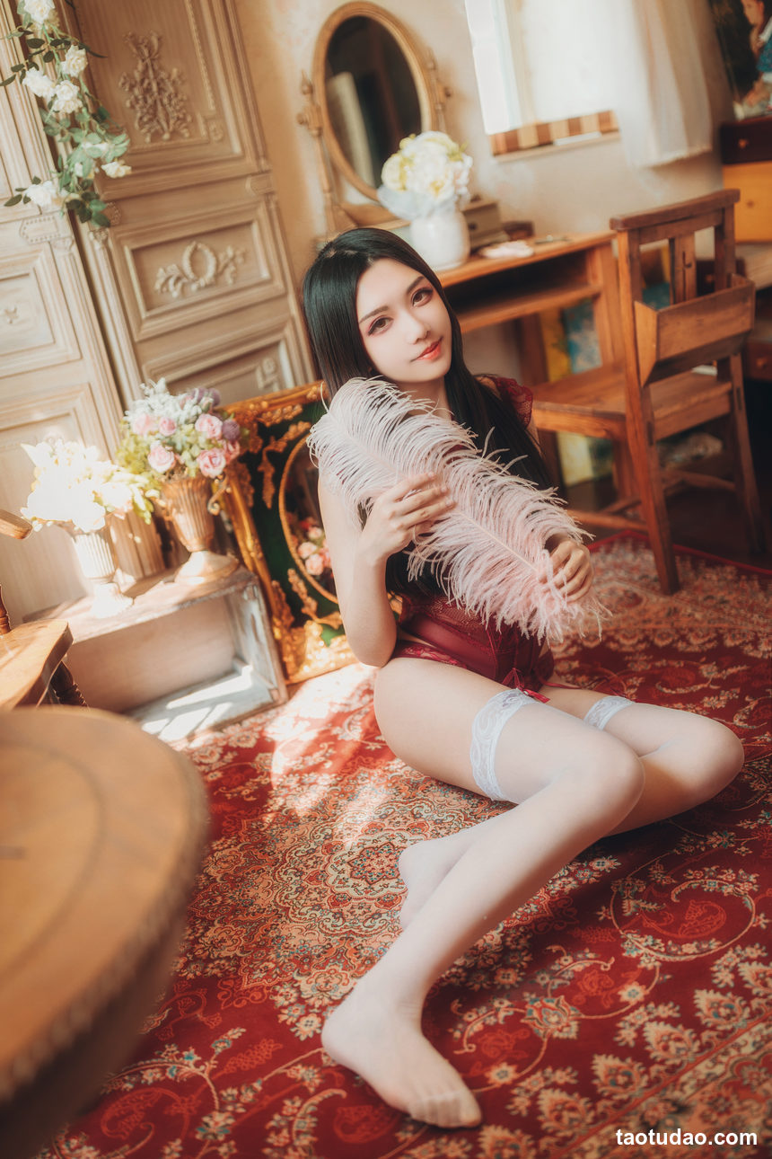 图片[2]-源纱希喵喵喵 – NO.002 晨风 红色内衣[12P]-绅士图