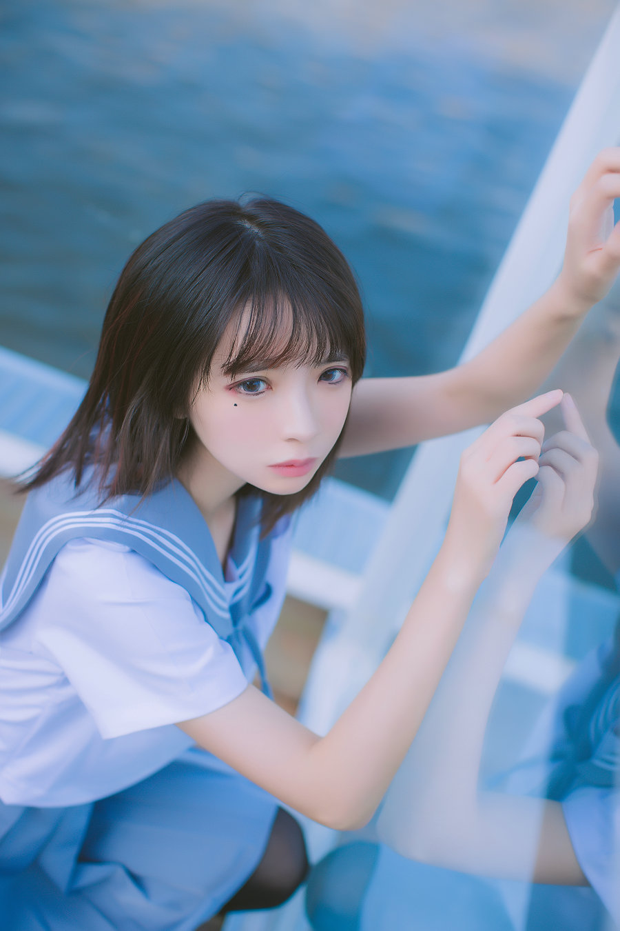 疯猫ss – 海边蓝白水手服 / 15P-150MB / cos萌妹-绅士图