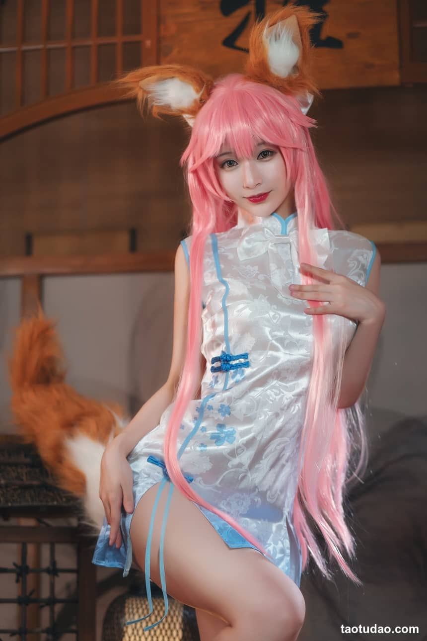 图片[4]-铁板烧鬼舞w –  NO.019 玉藻前旗袍白[20P-300.3M]-绅士图