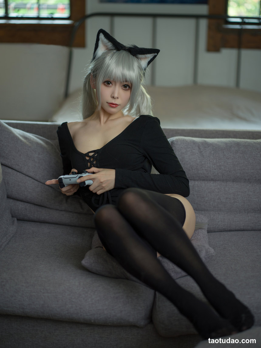 图片[2]-樱岛嗷 – NO.09 黑猫针织衫连体衣 [57P+1V-704MB]-绅士图