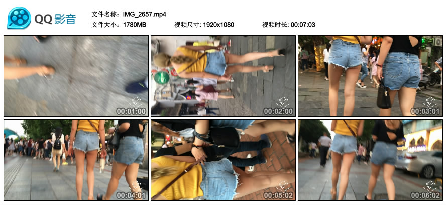 精选街拍视频 No.805 带子狼作品 超短浅蓝热牛月牙MM / 1V-1.73GB / 街拍视频-绅士图